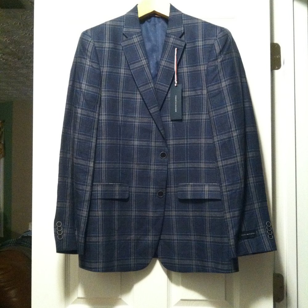 TOMMY HILFIGER MENS NEW BLUE 100%LINEN SPORT JACKET COAT BLAZER SIZE: 40R - Picture 6 of 10